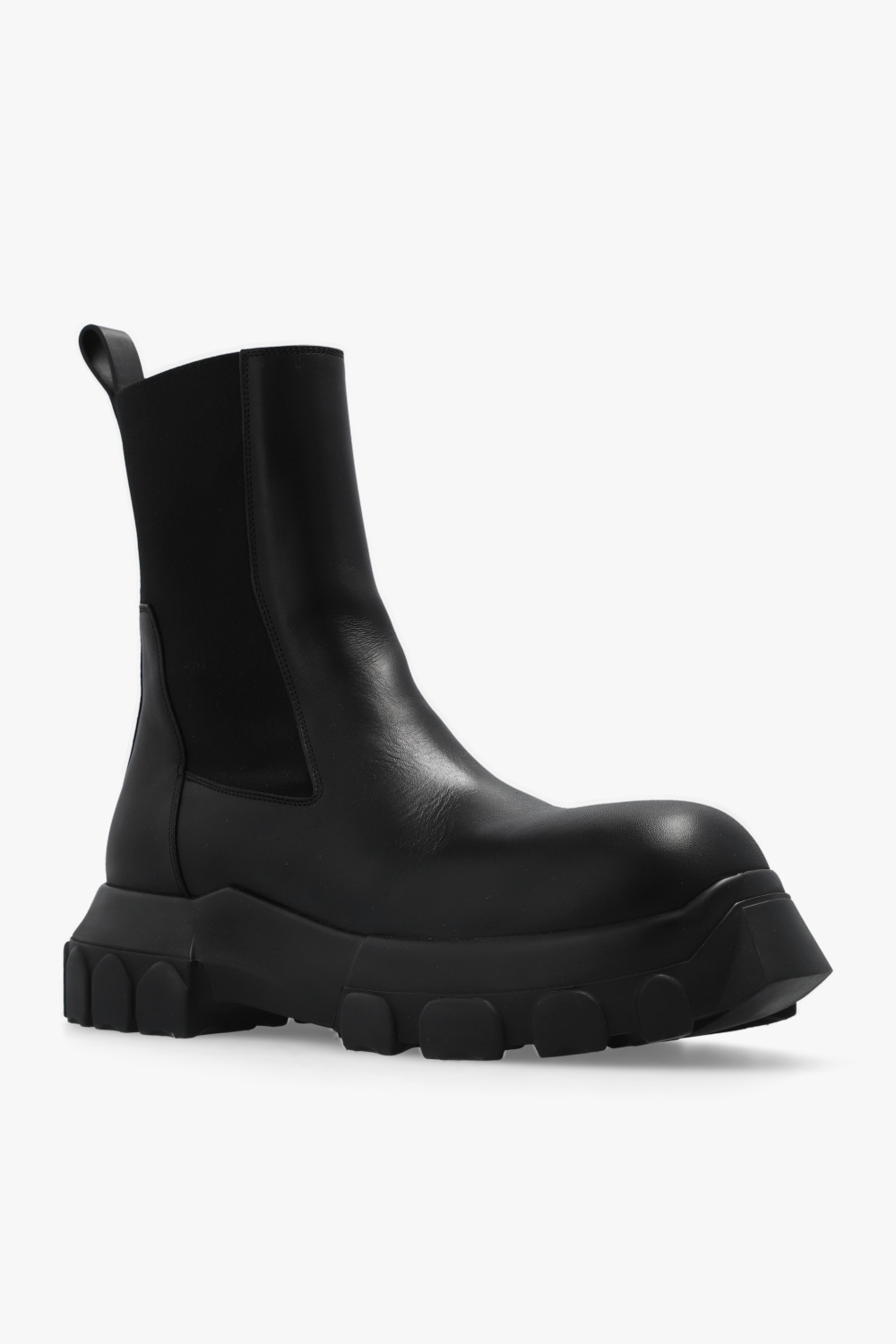 Black 'Beatle Bozo Tractor' leather ankle boots Rick Owens